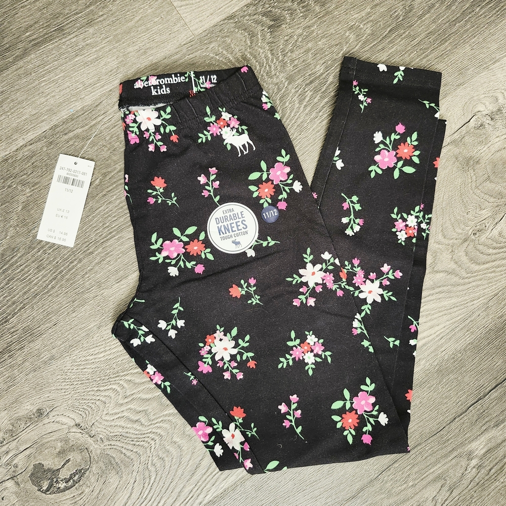 Abercrombie & Fitch Kids Black Floral Leggings